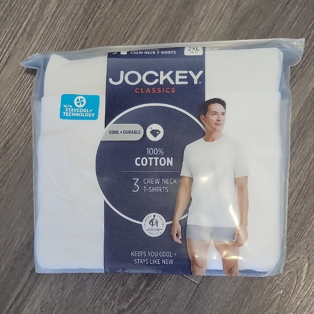 Jockey Men's White Crew Neck T-Shirts - 3 Pack